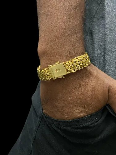 Pulseira Cadeado Quadruplo 16mm Banhada A Ouro 18K