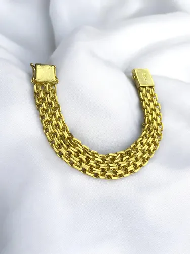 Pulseira Cadeado Quadruplo 16mm Banhada A Ouro 18K