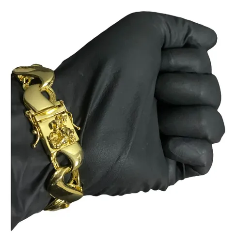 Pulseira 16mm Friso S Fecho São Jorge Banhado A Ouro 18K