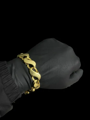 Pulseira 16mm Friso S Fecho São Jorge Banhado A Ouro 18K