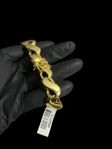 Pulseira 16mm Friso S Fecho São Jorge Banhado A Ouro 18K