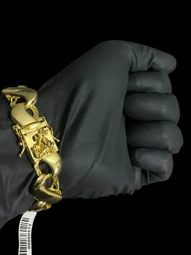 Pulseira 16mm Friso S Fecho São Jorge Banhado A Ouro 18K