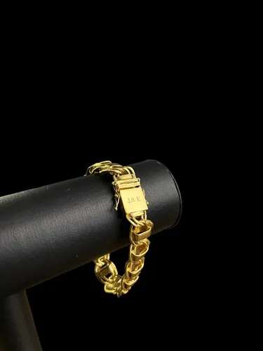 Pulseira Dubai 15mm Fecho 18K Banhado A Ouro 18K