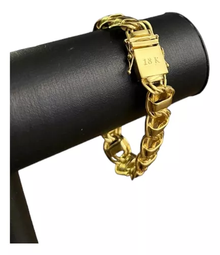 Pulseira Dubai 15mm Fecho 18K Banhado A Ouro 18K