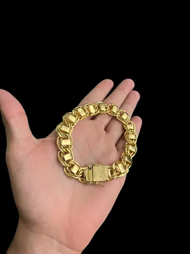 Pulseira Dubai 15mm Fecho 18K Banhado A Ouro 18K