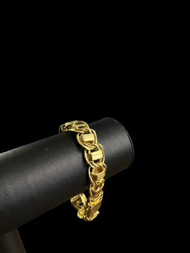 Pulseira Dubai 15mm Fecho 18K Banhado A Ouro 18K