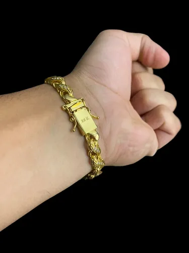 Pulseira Friso S Cravejado 8mm Banhado A Ouro 18K