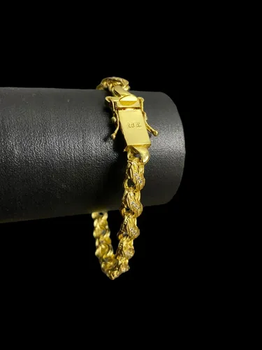 Pulseira Friso S Cravejado 8mm Banhado A Ouro 18K