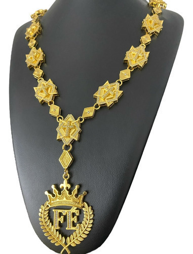Cordão Poze + Pingente Fé Cravejado Banhado A Ouro 18k
