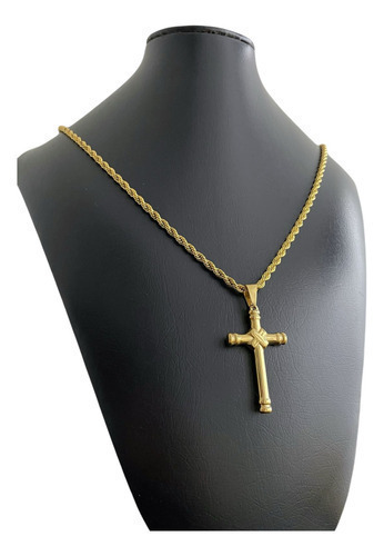 Cordão Baiano 5mm + Pingente Cruz Banhado A Ouro 18k