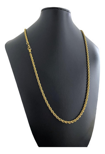 Cordão 5mm Baiano Corda Banhado A Ouro 18k Luxo