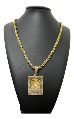 Cordão 5mm Baiano + Pingente Nossa Senhora Banhado A Ouro18k