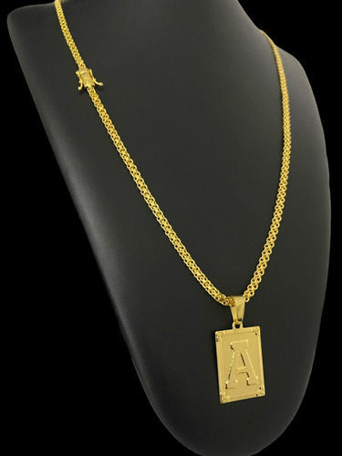 Cordão Cadeado Duplo 3mm Banhado A Ouro 18k + Letra Inicial