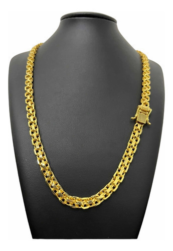 Cordão 10mm Cadeado Duplo Banhado A Ouro 18k