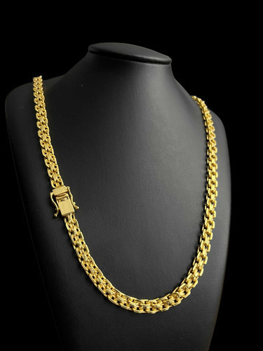 Cordão Cadeado Duplo 10mm + Pingente Máskara Banhado Ouro 18