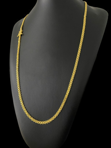 Cordão Cadeado Duplo 3mm Banhado A Ouro 18k Luxo