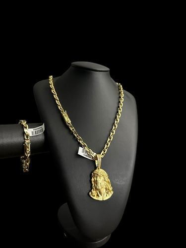 Kit Cordão Cadeado 8mm + Ping + Pulseira Banhado A Ouro 18k