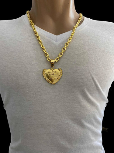 Kit Cordão + Pingente Cadeado 8mm Banhado A Ouro 18k Luxo