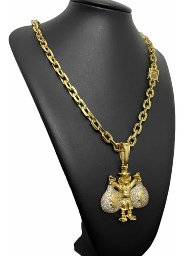 Cordão + Pingente 8mm Cadeado Banhado Ouro Joias De Luxo