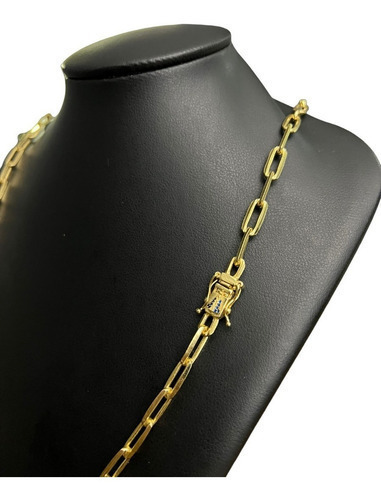 Cordão 7mm Cadeado Alongado Fecho Nossa Senhora Banhado 18k