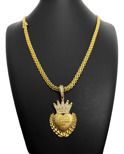 Cordão Cadeado Duplo 5mm + Pingente Banhado A Ouro 18k