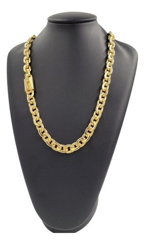 Cordão Cadeado 12mm Luxo Banhado A Ouro 18k