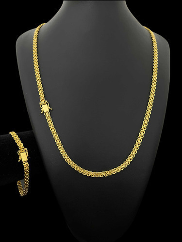 Cordão + Pulseira Luxo Cadeado Duplo Banhado A Ouro 18k