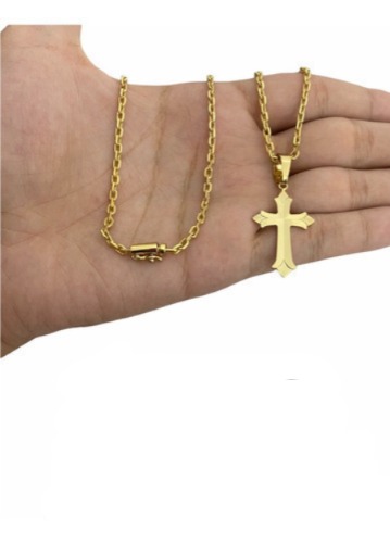 Cordão Luxo + Pingente Banhado A Ouro 18k Cadeado 2mm