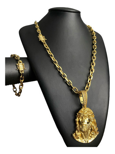 Cordão Pulseira Pingente Cadeado 8mm Banhado A Ouro 18k Luxo