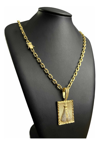 Cordão E Pingente Cadeado 6mm Banhado A Ouro 18k 70cm Luxo