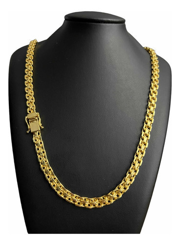 Cordão 10mm Cadeado Duplo Banhado A Ouro 18k Luxo