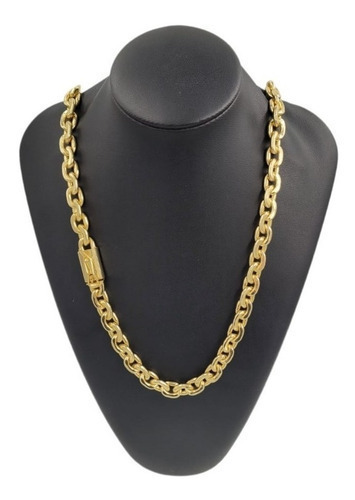 Cordão 12mm Cadeado Esquerda Banhado A Ouro 18k