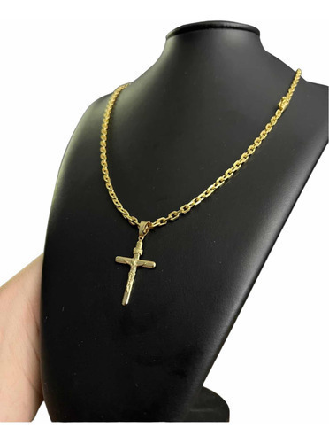 Cordão 4mm Cadeado Banhado A Ouro + Pingente Jesus Cristo