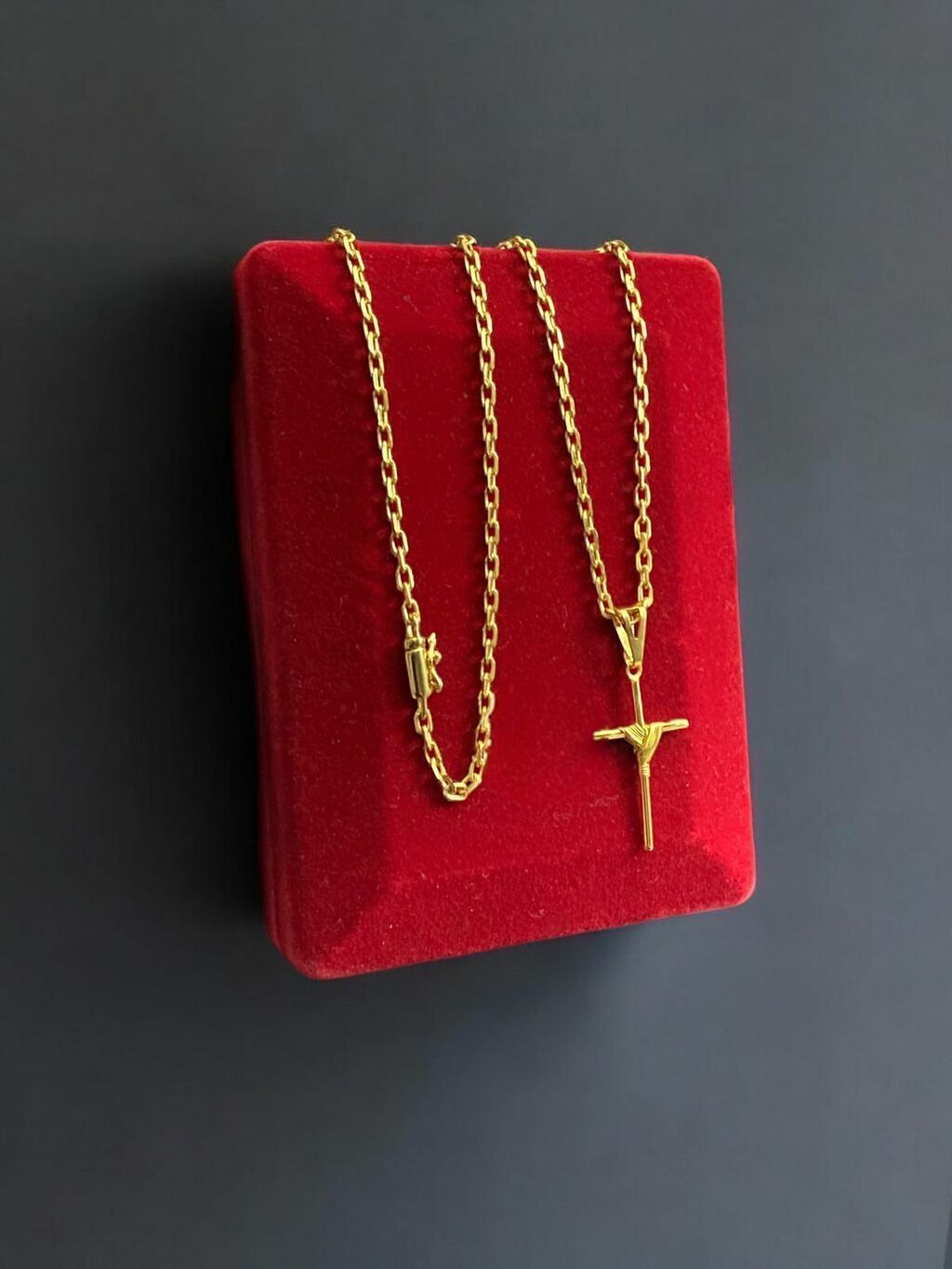 Cordão 2mm Cadeado + Pingente Cruz Fio Banhado A Ouro 18k