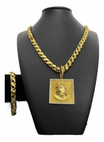 Cordão 8mm Pulseira Pingente Banhado Ouro Friso S Dupla Face