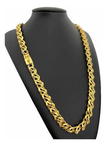 Cordão 12mm Friso S Vazado Banhado A Ouro 18k Luxo Masculino