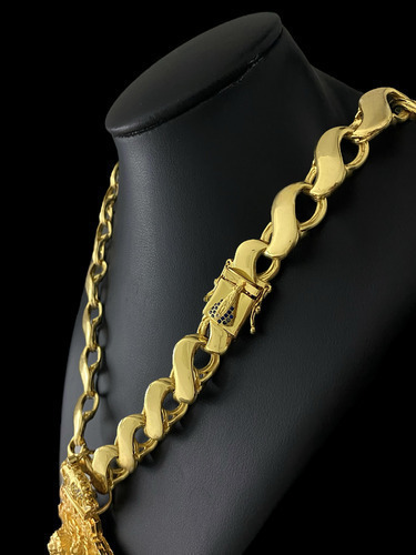 Cordão Friso S 16mm Fecho Santa + Ping Santa Cravejado