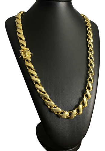 Cordão 13mm Friso S Fecho Jesus Cristo Banhado A Ouro 18k