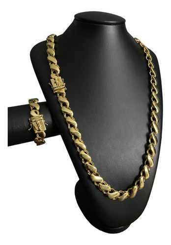 Cordão Pulseira Friso S 13mm Fecho Jacaré Banhado A Ouro 18k