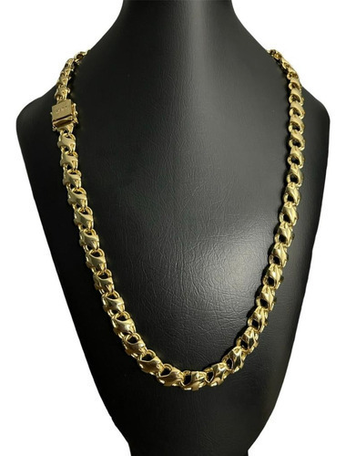 Cordão Friso X 13mm Banhado A Ouro 18k