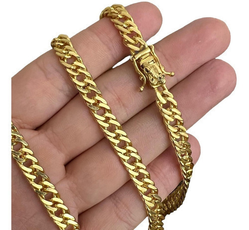 Cordão 7mm Grumet Lacraia Fecho Mão Banhado A Ouro 18k