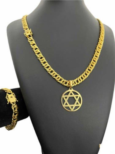 Kit Cordão 10mm Grumet Pulseira Pingente Banhado Ouro 18k