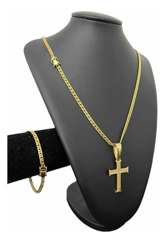 Cordao Pulseira + Pingente 5mm Grumet Lacraia Banhado Ouro