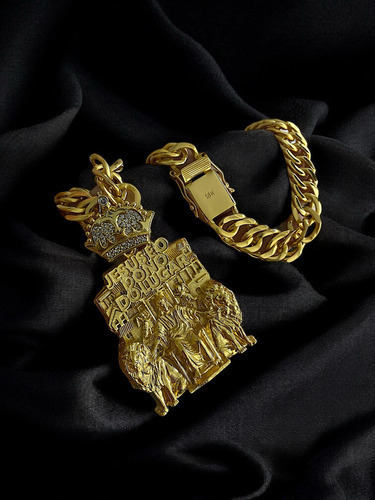 Cordão Grumet 15mm + Ping Jesus É O Dono Banhado Ouro 18k