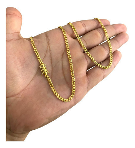 Cordão Grumet 3mm Pitbull Banhado A Ouro 18k