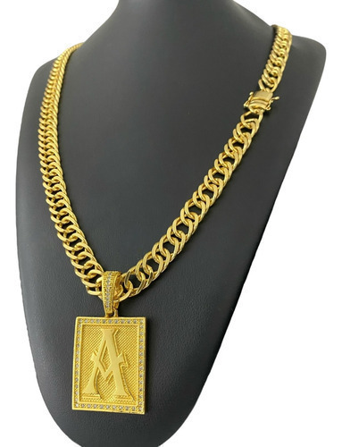 Cordão 11mm Grumet + Pingente De Letra Banhado A Ouro 18k