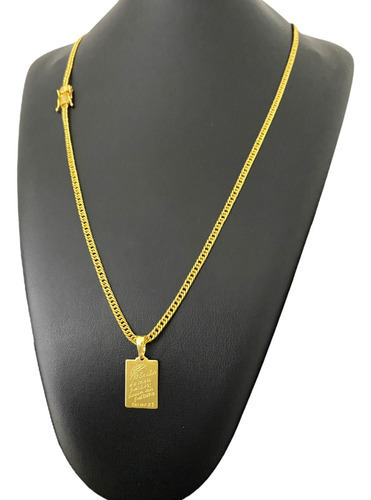 Cordão 3mm Grumet + Salmo 23 Oval Banhado A Ouro 18k