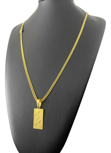 Cordão Grumet 3mm + Pingente Jesus Me Guia Banhado Ouro 18k