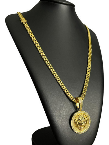 Cordão 7mm Grumet + Pingente Leão Banhado A Ouro 18k Luxo