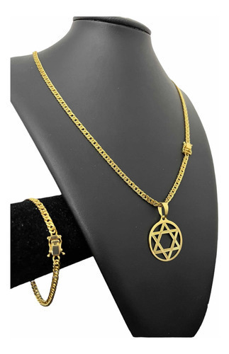 Cordão 5mm Grumet + Pulseira Pingente Banhado A Ouro 18k